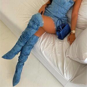 Knee Boots - Denim size 9